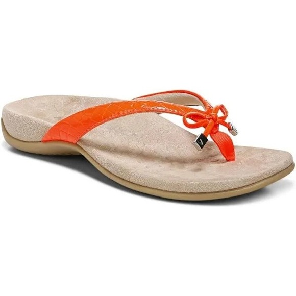 Vionic Bella Papaya Tropical Toe-Post Sandal Fiesta Orange Women's US 7.5 New - Picture 2 of 10